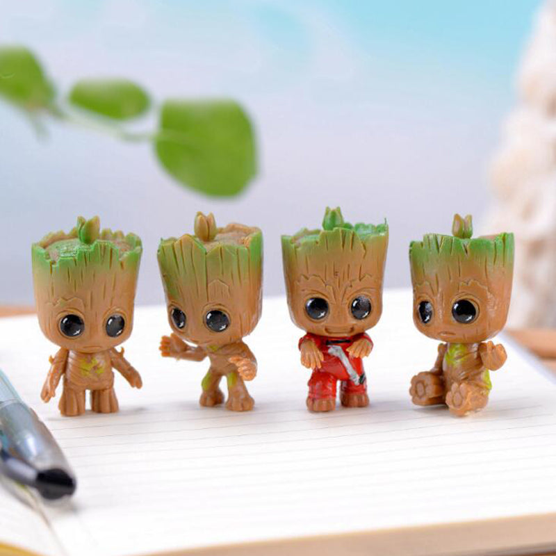 4pcs/set Marvel Tiny Cute Baby Tree Model Figure