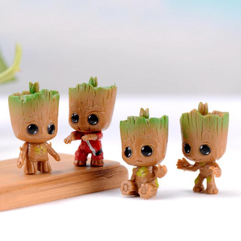 4pcs/set Marvel Tiny Cute Baby Tree Model Figure